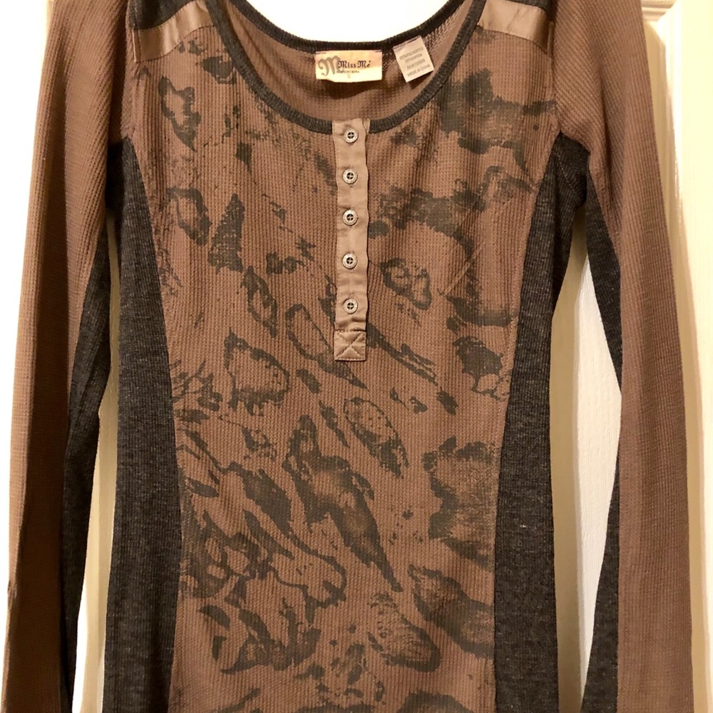 MISS ME CUTE BROWN/CHARCOAL GREY TOP